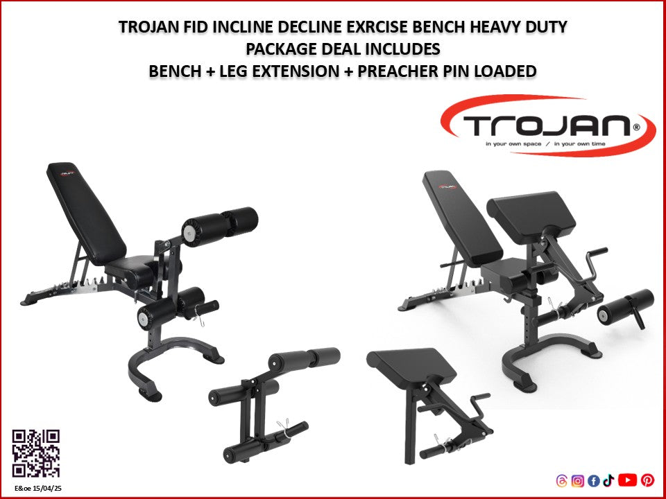 Exercise Bench FID Heavy Duty & Leg Curl Developer + Preacher